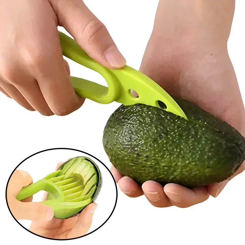 1 Multi-functional 3-in-1 Avocado Cutter Plastic Knife Peeler Kiwifruit Berry Avocado Slicer Pulp Separator Kitchen Tools