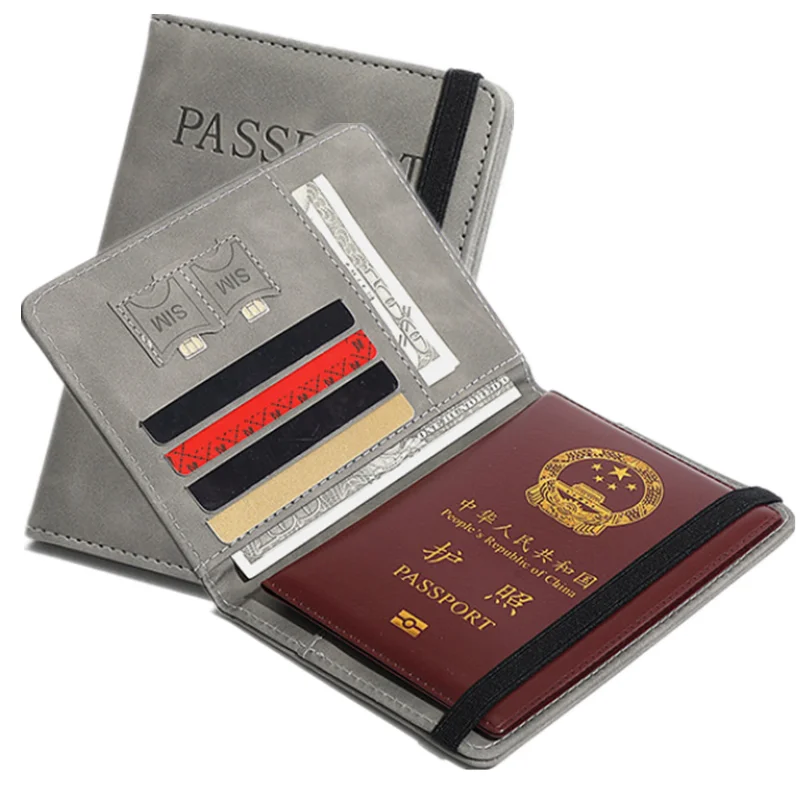 

Держатель для паспорта с блокировкой RFID и SIM-картой, слот для кредитных карт, дорожный кошелек из искусственной кожи, чехол для паспорта, защитный чехол для рукава