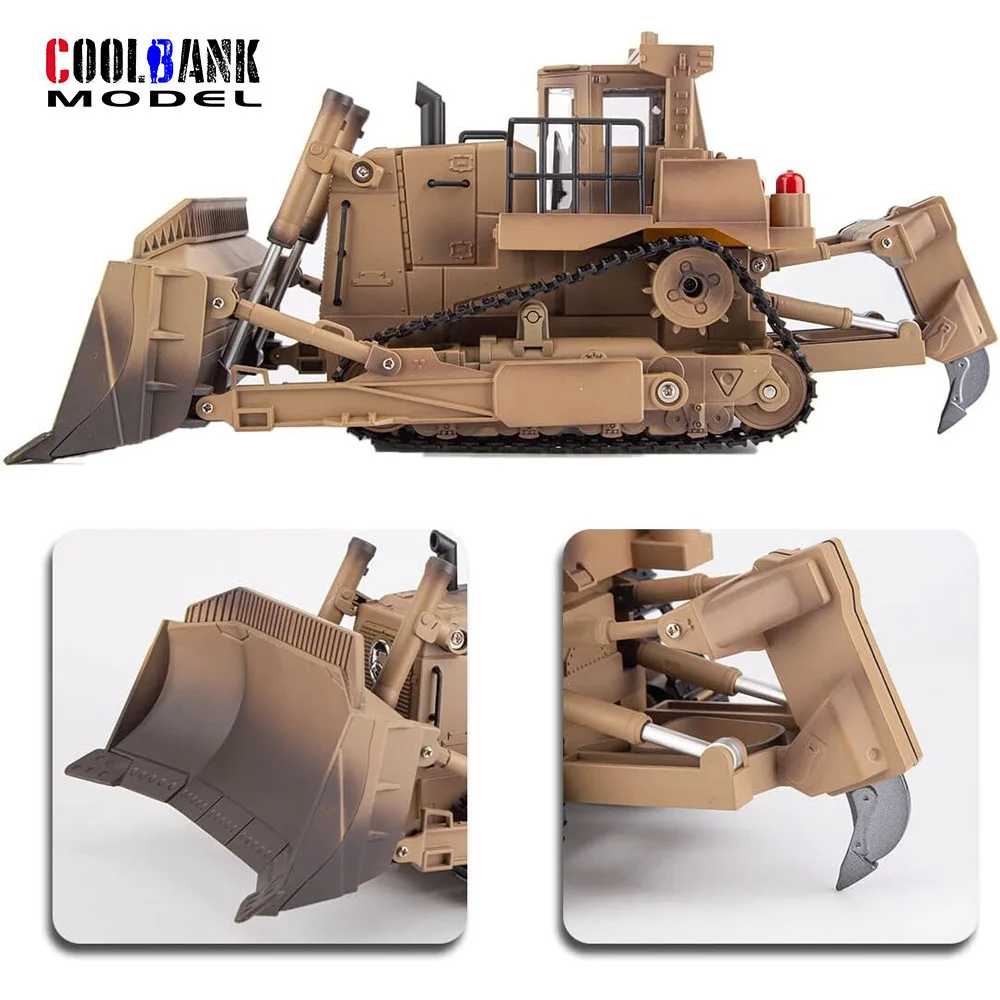 D9R Armoured Bulldozer 9 CH 2.4GHz RC Engineering Vehicle with Lights and Sound Simulation RC Construction Military Vehicle Toys