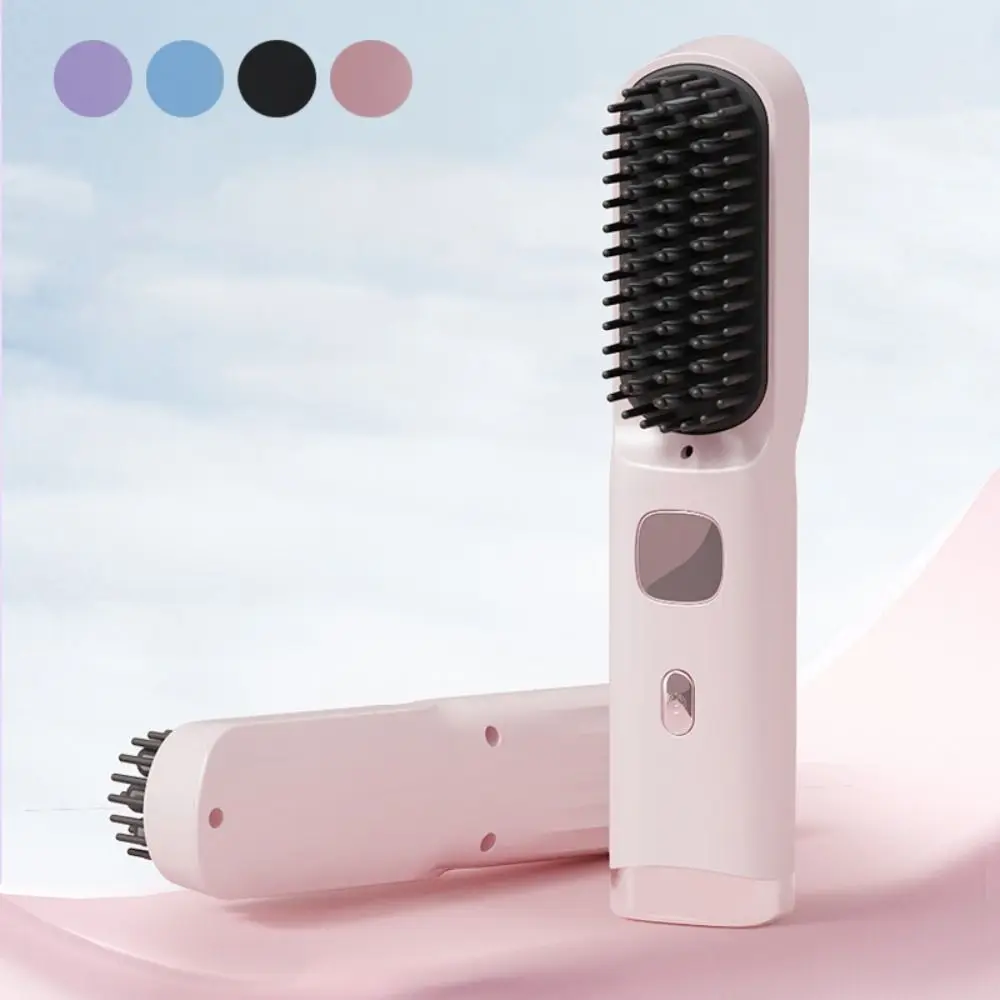 

Portable Wireless Hair Straightener 140-200C° Type-C Straight Hair Comb Rechargeable 4 Temp Settings Straightening Comb