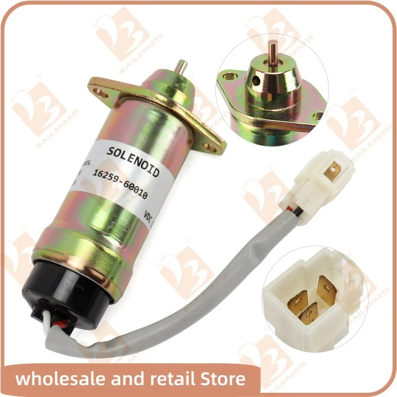 

16259-60010 12V Fuel Shut Off Solenoid For Kubota D1105 V1505 Hitachi TW150DHB TW150VTR TW190 TW S426TDHB Engine Stop Solenoid