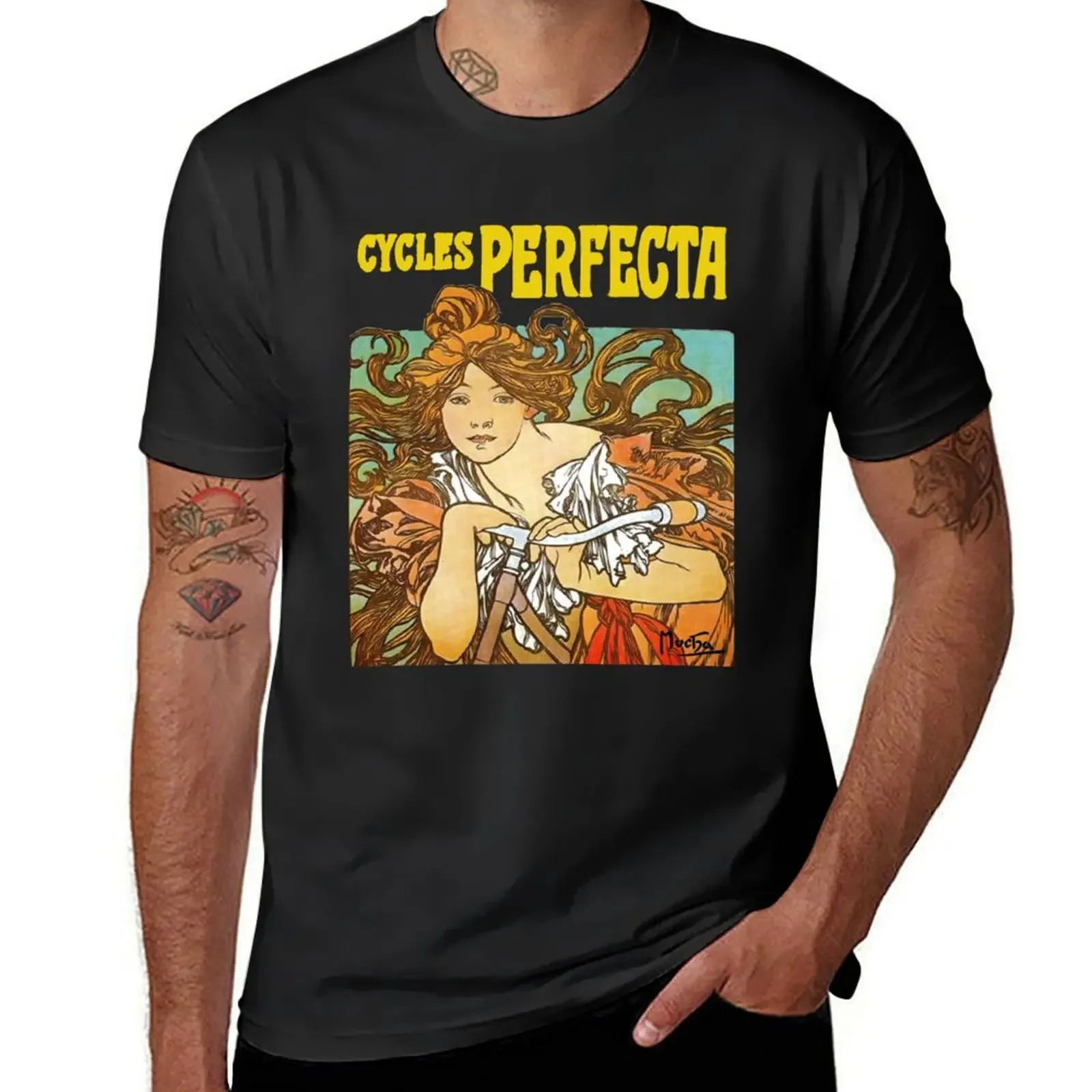 Mucha - Cycles Perfecta T-Shirt tops aesthetic clothes heavyweights big and tall t shirts for men