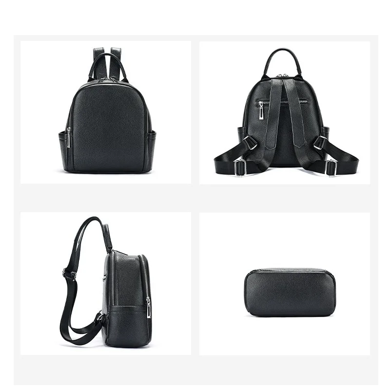 حقيبة ظهر نسائية من Venn مصنوعة من الجلد الطبيعي حقيبة كتف للسيدات حقيبة مدرسية كاجوال للطلاب حقيبة ظهر للسفر متعددة الوظائف #6