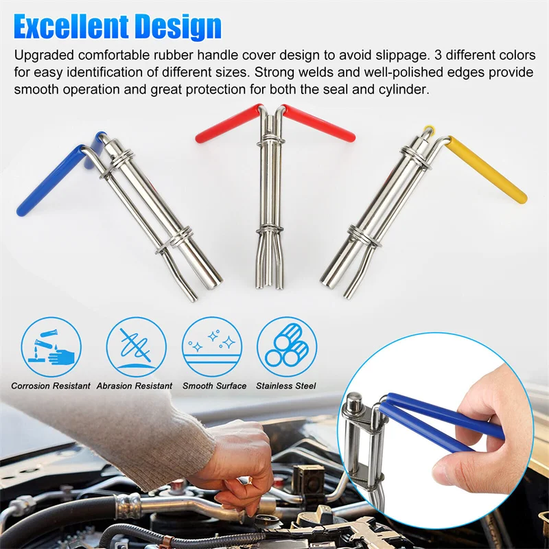 3Pcs Thickened Stainless Steel Pliers For Sealing Oil Seal Gaskets Hydraulic Cylinder U-Ring Y-Ring Oil Seal Tool S M L