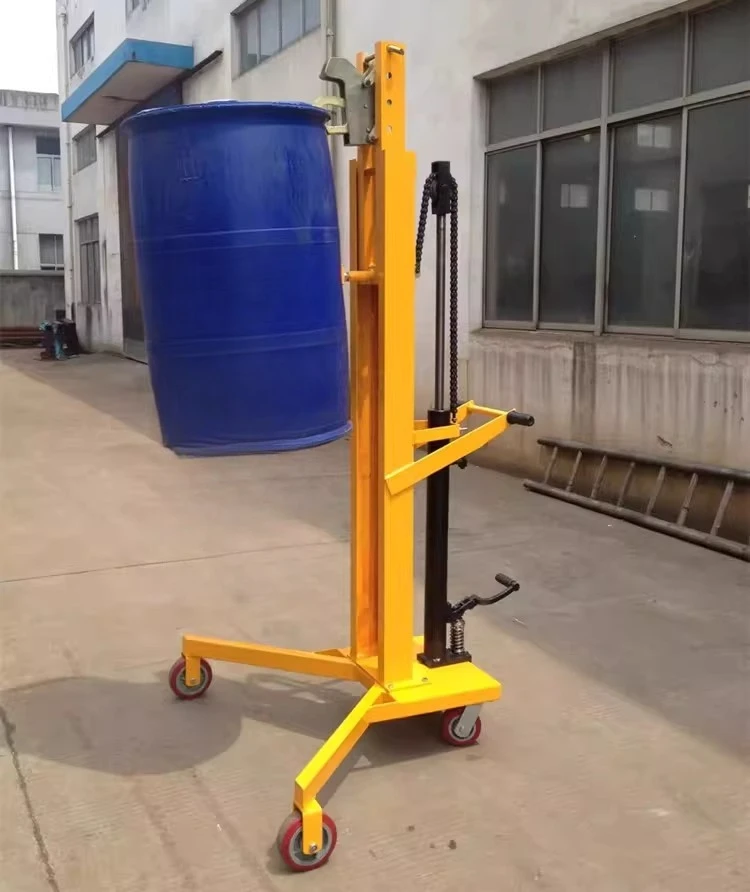 Hydraulic oil drum truck Right Angle outriggers Plastic iron drum loading and unloading truck