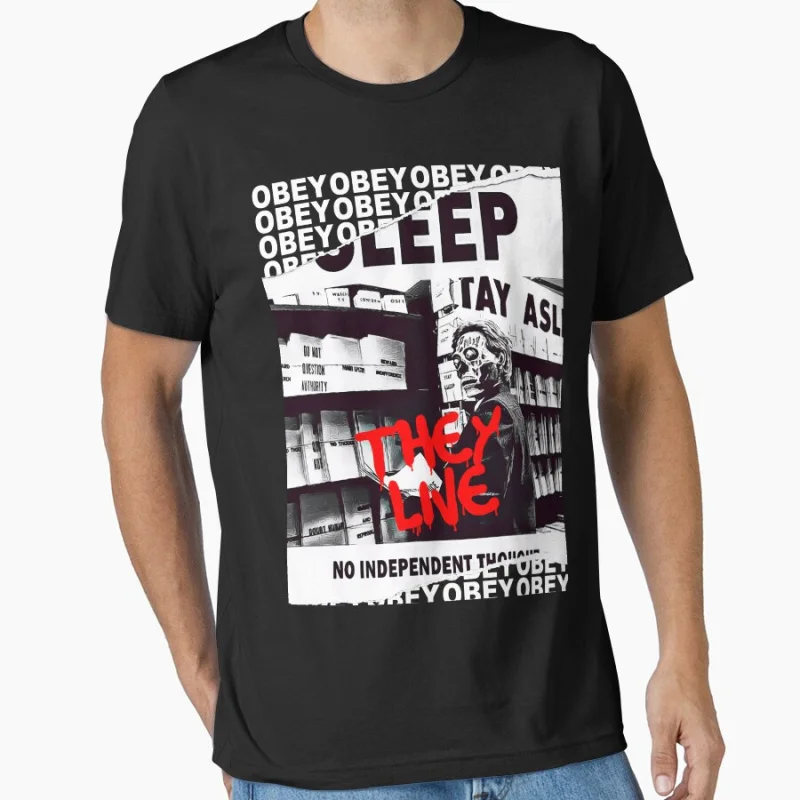 

They Live OBEY Retro Cult 80s vintage horror sci fi John carpenter printed t shirt 100% cotton large size Adult tops S-6XL