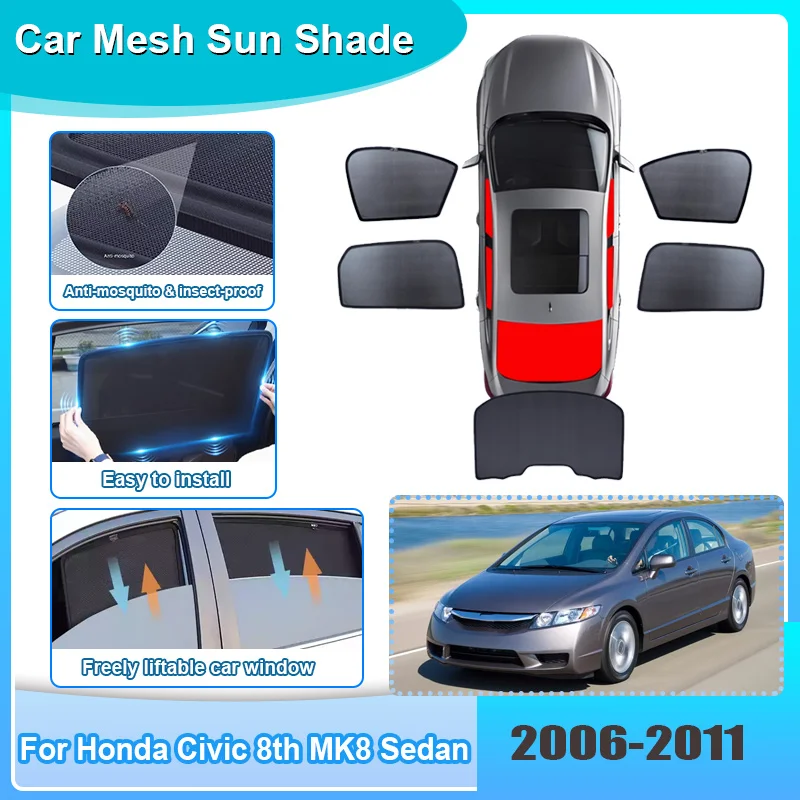 

Car Window Sunshade For Honda Civic 8th MK8 Sedan 2006-2011 Anti-UV Heat Insulation Windshield Frame Curtain Auto Accessories