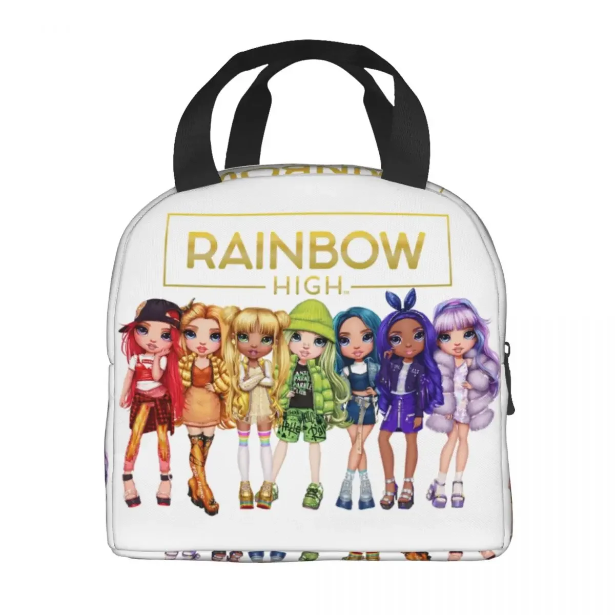 Custom Anime Cartoon Tv Rainbow High Lunch Bag Women Thermal Cooler Insulated Lunch Box for Children School lunchbag