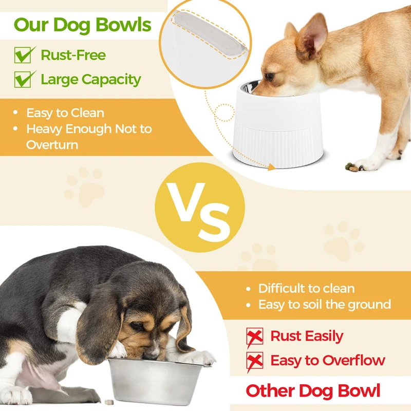 Benepaw Elevated Dog Bowl Durable Raised Stainless Steel Pet Feeder Removable Food Water Puppy Dish For Small Medium Dogs Cats