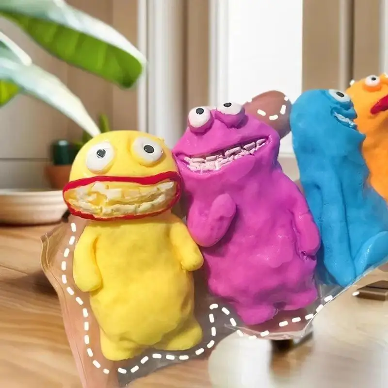 5個セットのスクイーズ可能な粘土人形モンスター：ストレス軽減、癒し系音楽玩具で軽やかな楽しみを