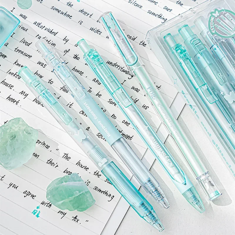 4 Pcs/set Simple Press Gel Pen 0.5mm/0.38mm Black Write Smoothly Quick Dry Creative Student Supplies Stationery