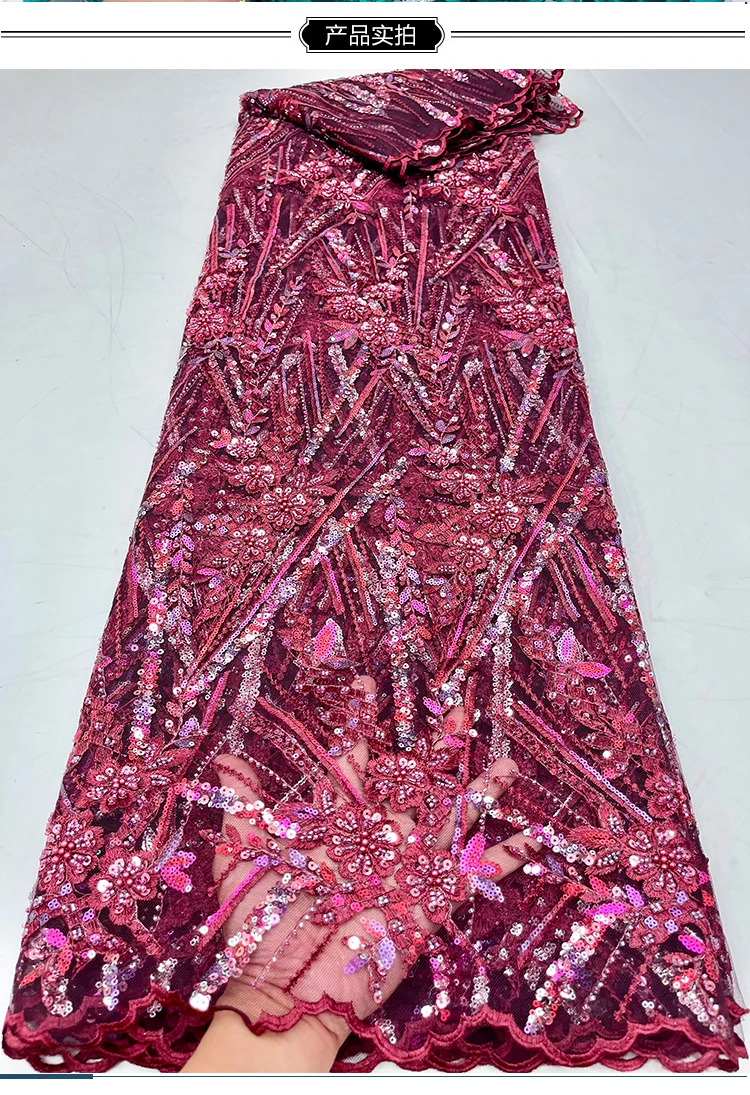 

1yard new gauze fabric Tight nail bead sequin embroidery tissu Dress and wedding cheongsam fabric for patchwork