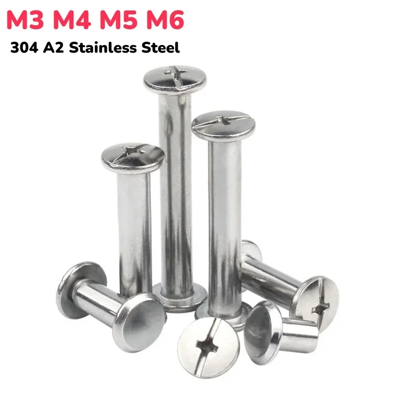 304 A2 Stainless Steel Chicago Screws Photo Album Screws Snap Rivet Books Butt Screw DIY Assembling Bolts M3 M4 M5 M6