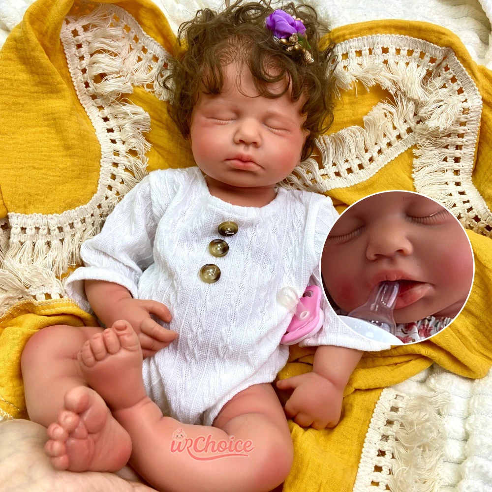 Handmade 50cm Can Open Mouth Loulou Full Silicone Reborn Girl/Boy with Rooted Hair Realistic Details Texture Anxiety Relief