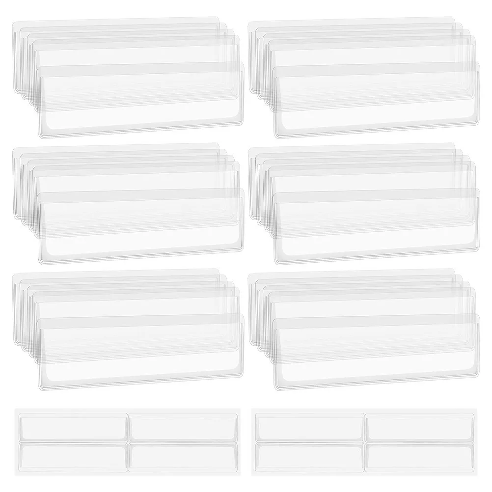 

32Pcs Self Adhesive Clear Label Holders Transparent PVC Pockets for Home Office Retail Labeling Waterproof Dustproof Reusable