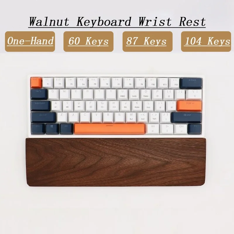 60 87 104 Keys One-Hand Walnut Wooden Keyboard Wrist Rest For GK64 68 Anne Pro 2 with Anti-Slip Mat Pad Custom  For Keyboard