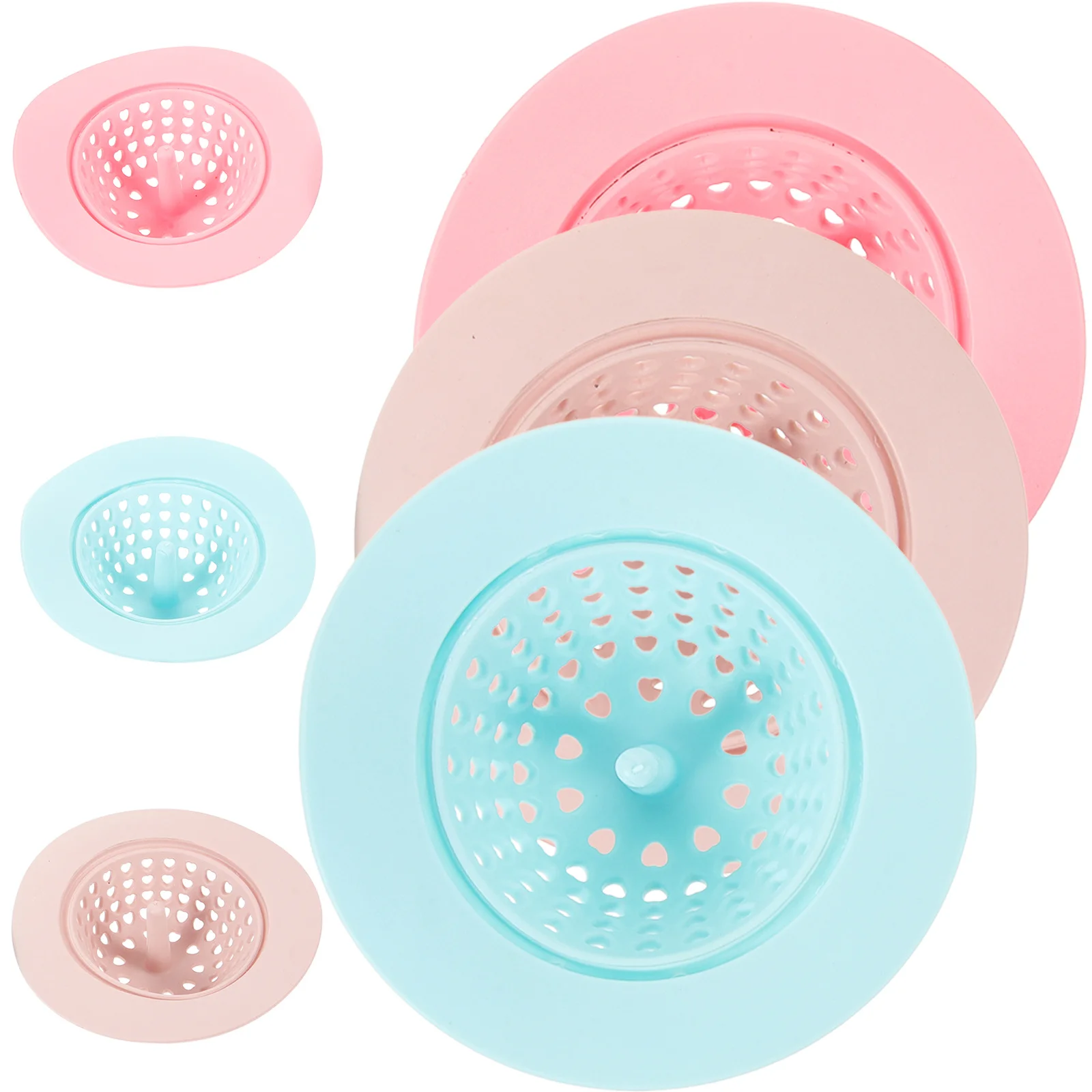 6 قطعة شبكة تصفية السيليكون للمطبخ مصفاة حوض استنزاف الشعر الماسك الشحوم فخ سدادة الحمام الطابق استنزاف النفايات المتاح #6