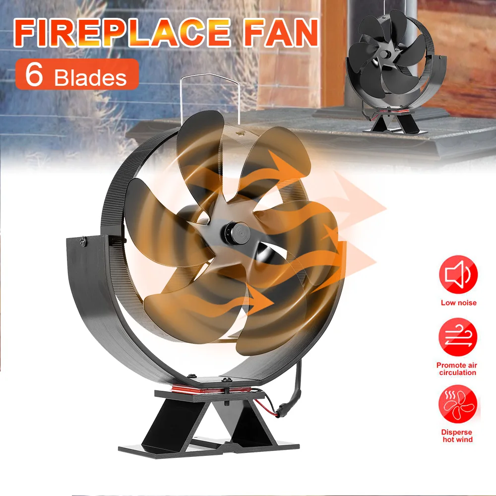 1pcs 360 RotatingHeat Powered Stove Fan  6 Blades Fireplace Fan Burner Eco-fan Quiet Efficient Heat Distribution Stove Fan