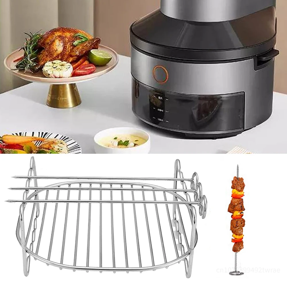 8in Air Fryer Rack Multi-Purpose Double Layer Rack With 4Pins Air Fryer Accessories Rack Stainless Steel Air Fryer Accessories