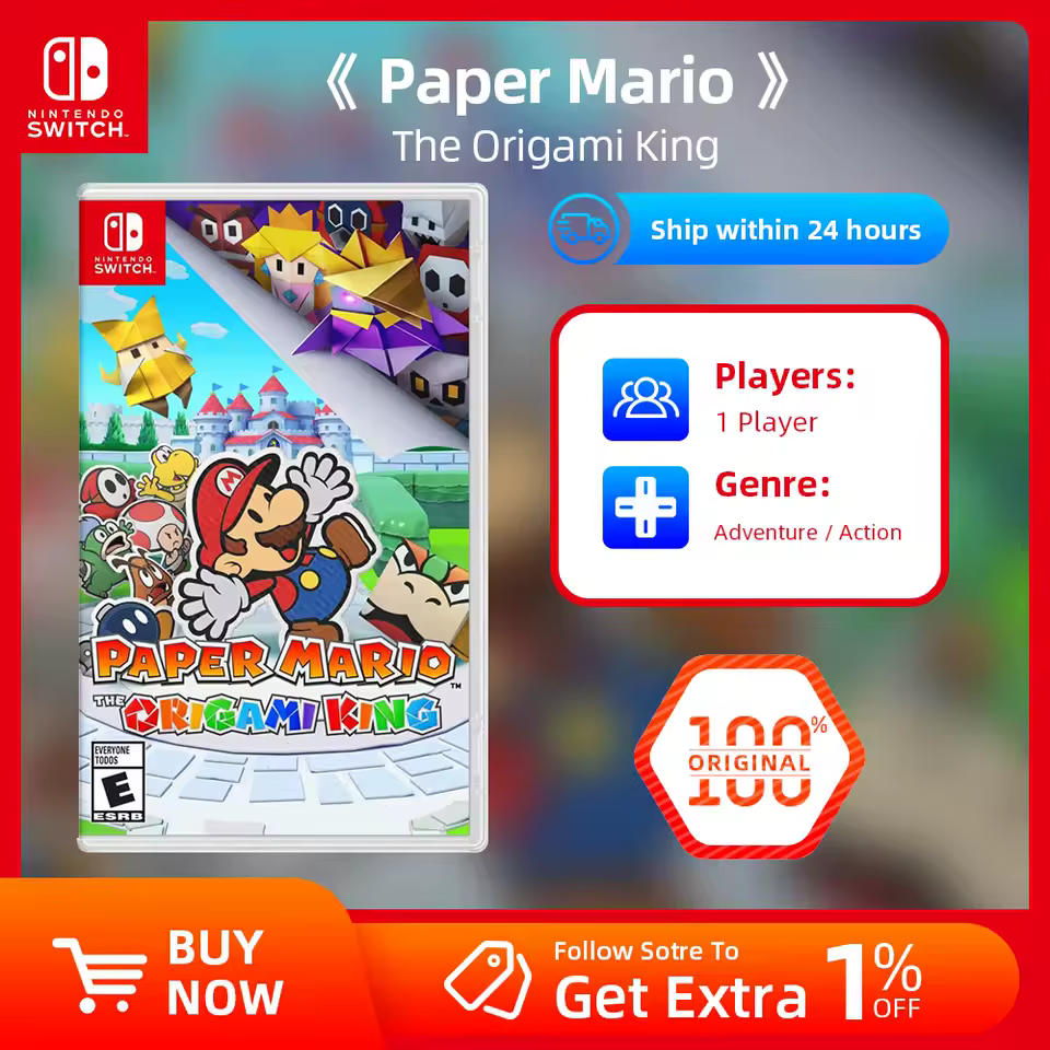 Paper Mario The Origami King -Nintendo Switch Game Deals - Solid Game Cassette Support For Multiple Languages