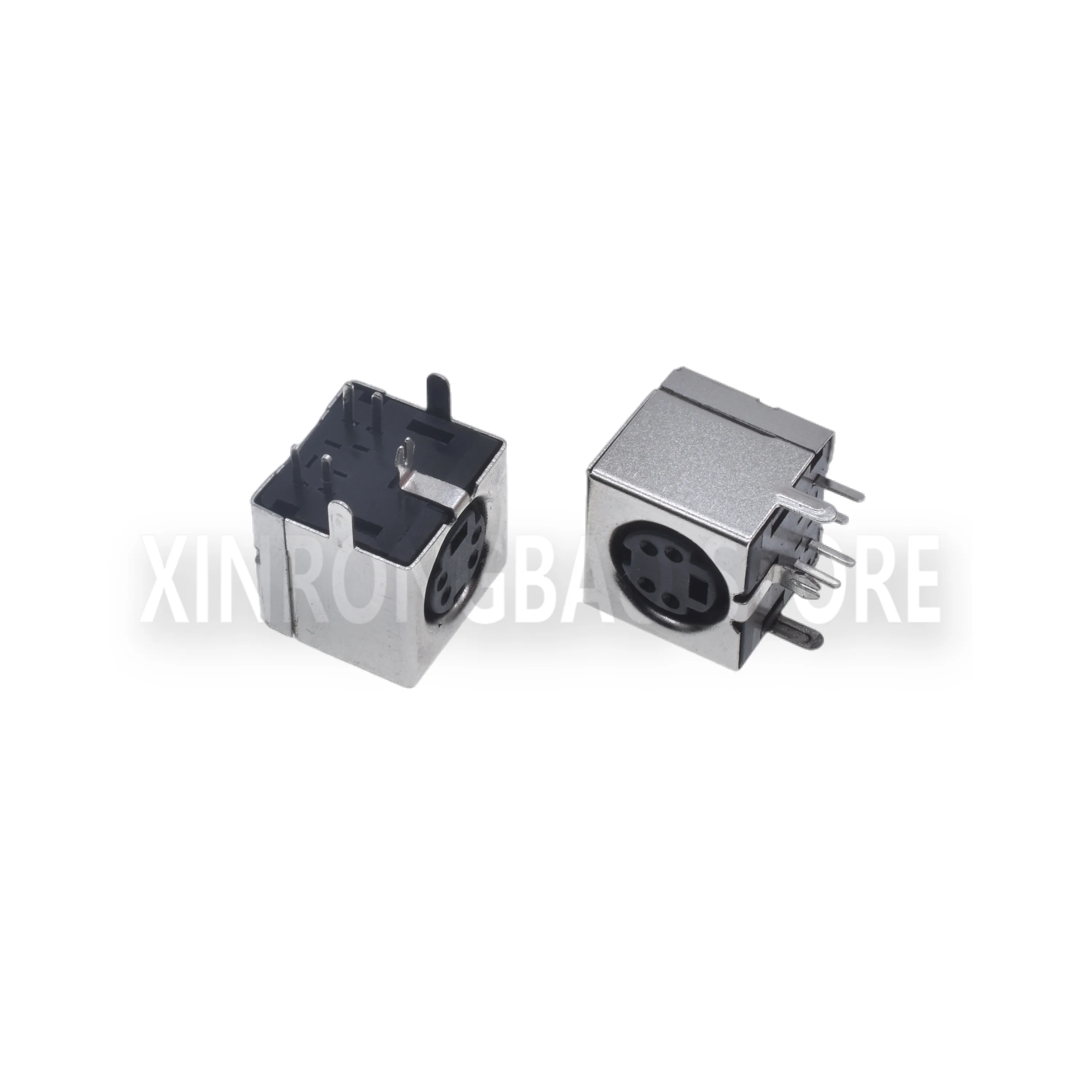 10pcs/lot 4 Pin Female Jack Terminals Right Angle / 90 Deg S-video PCB Panel Mount 4 Pin Silver Tone PS2 Circular DIN Micro Jack