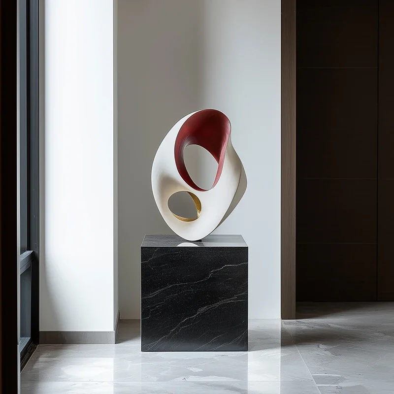 

Hotel model room living room entrance solid wood sculpture floor ornament abstract art decoration