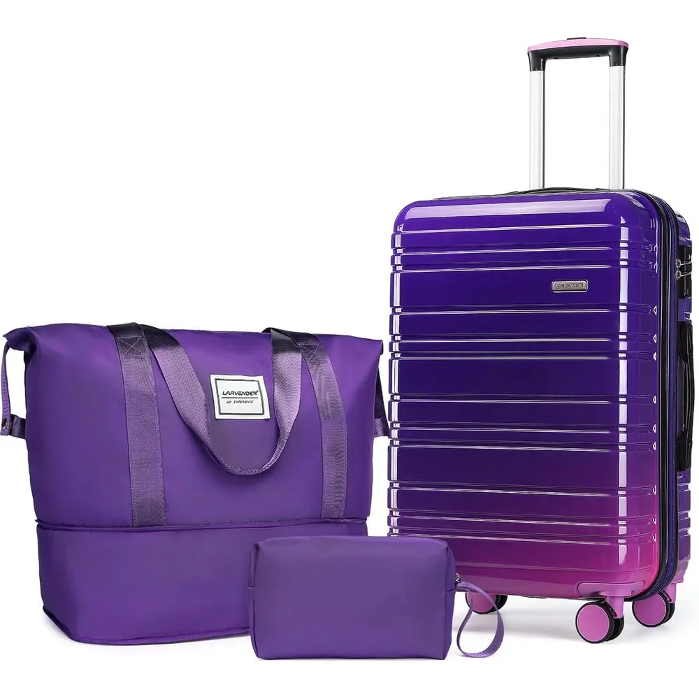 

3-Piece 20 Carry-On Hardside Spinner Luggage Set with TSA Lock, PC+ABS, Lightweight for Men & Women, Night Berry