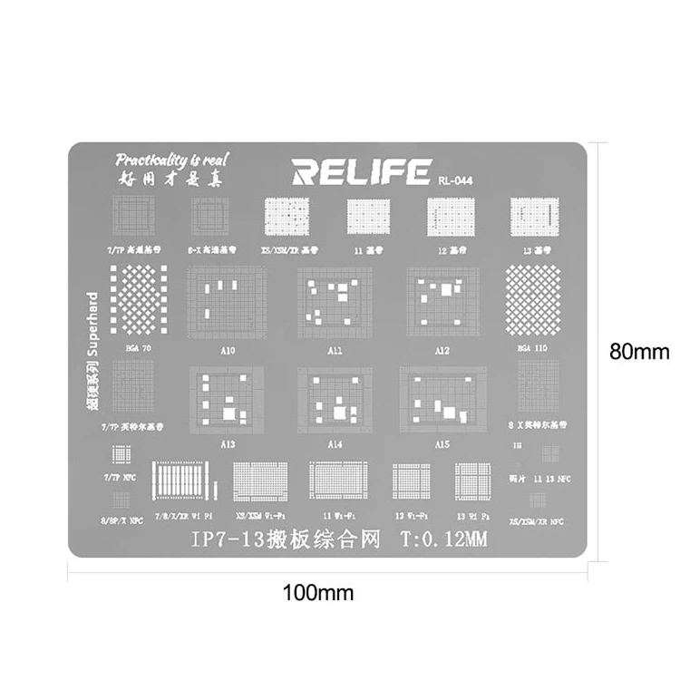 Estêncil de plantio estêncil RL-044 para ip 7 8 x xs 11 12 13 cpu baseband wi-fi nfc bga plantio bolas rede ferramenta reparo malha