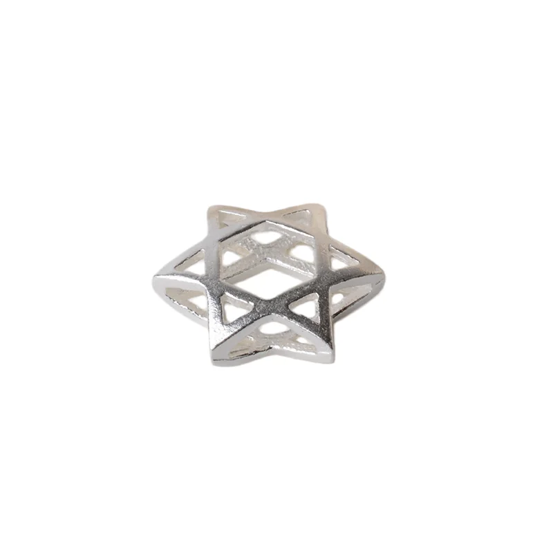 solid 925 sterling silver six-pointed star charm beads, spacer loose bead with 1.3mm hole jewelry diy components accessories