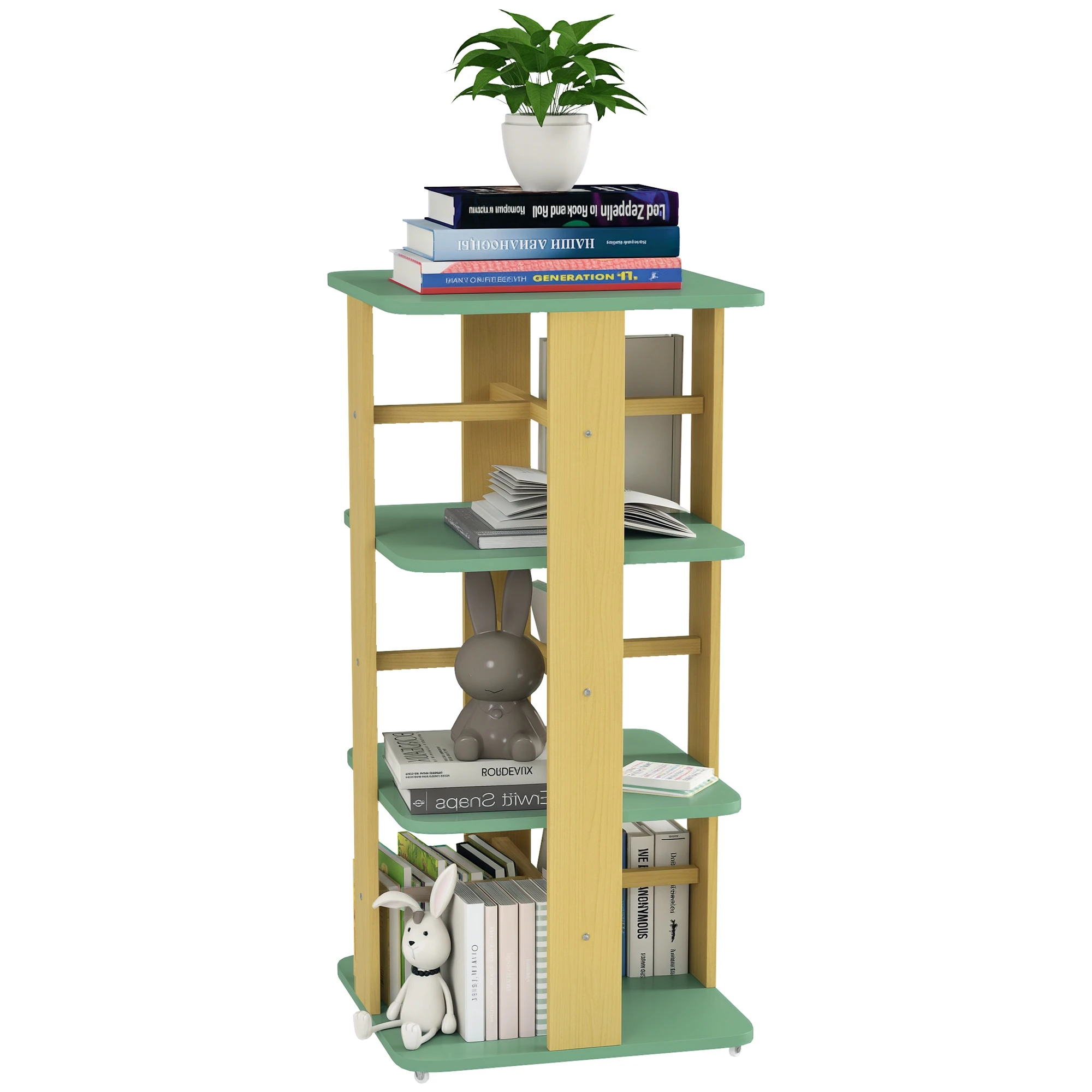 Biblioteca AIYAPLAY para niños con ruedas, estantería infantil de 3 niveles para guardar libros, unidad de almacenamiento para juguetes, estantería.