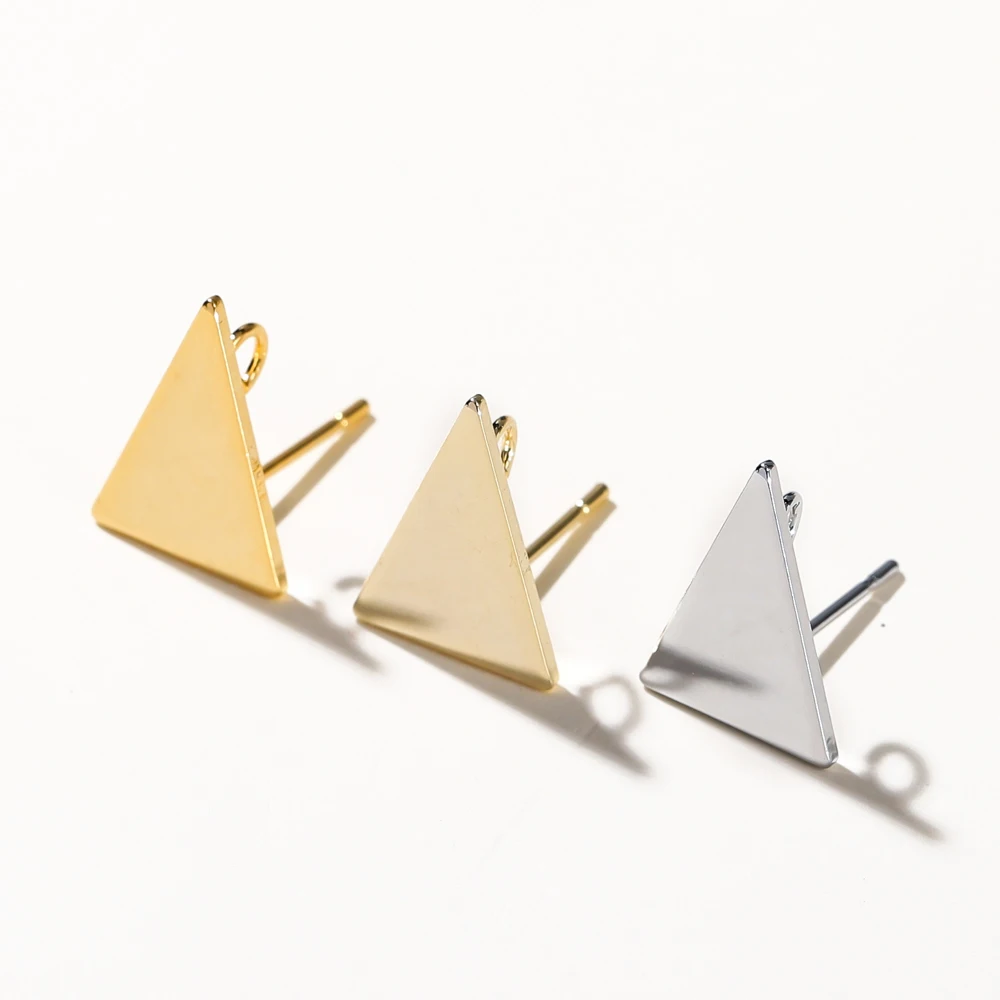 10pcs/lot 10x15MM 18K Gold Plated Brass Triangle Stud Earrings High Quality DIY For Jewelry Making Finding Earrings Accessories