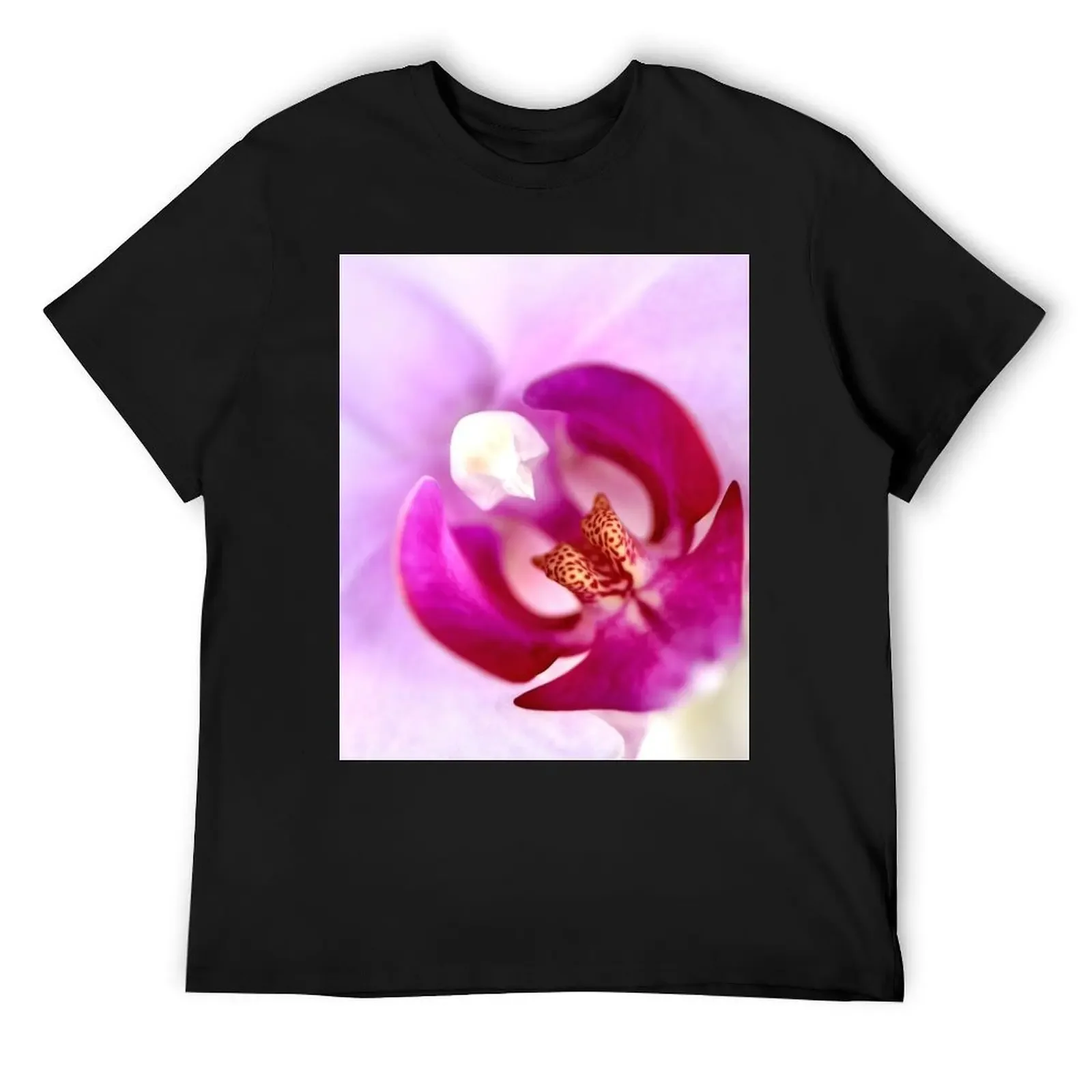 Pink Moth Orchid Center SQ T-Shirt sweat summer tops designer t shirt men