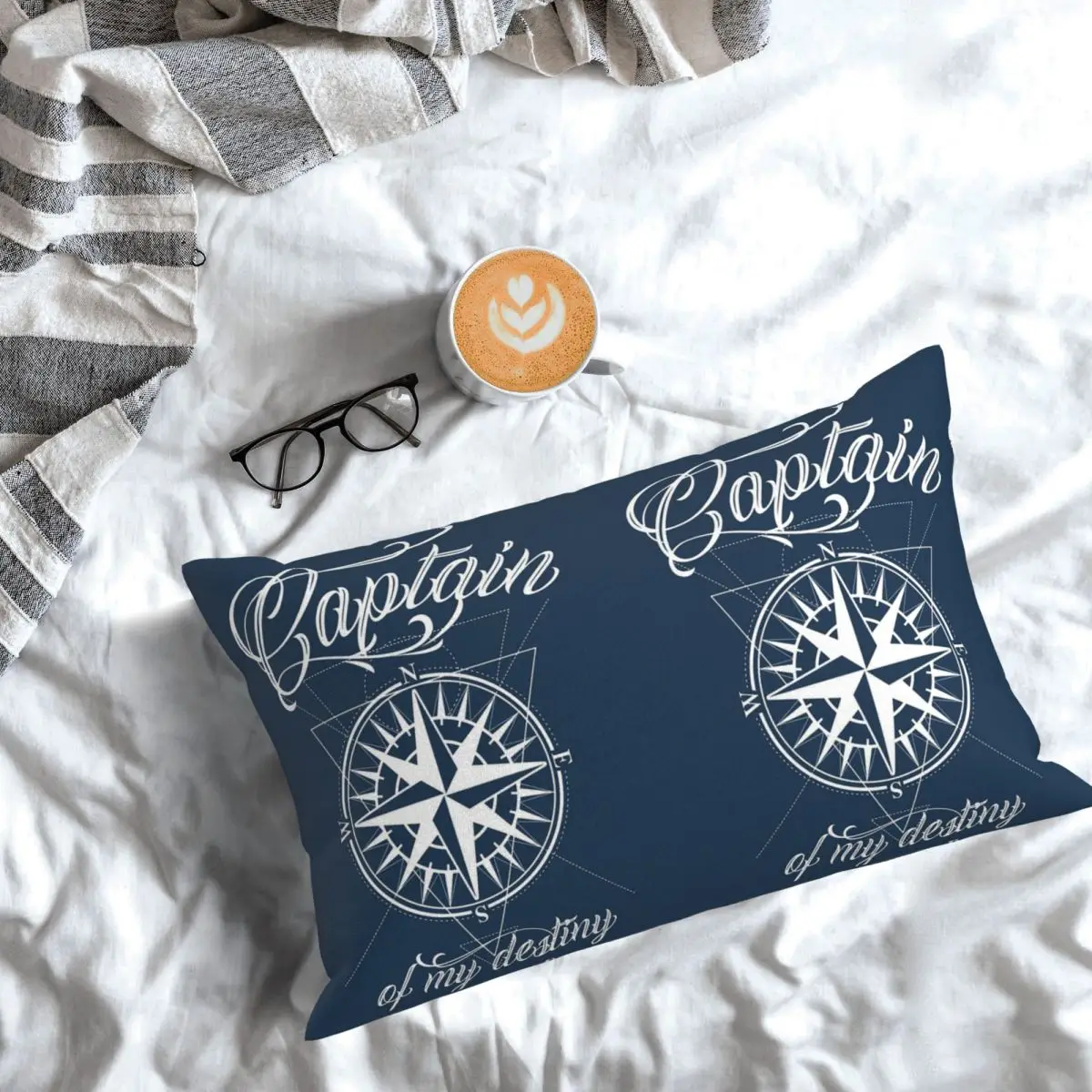 Nautical Compass Captain Anchor Boat Rectangle Pillowcase Cushion Cover Decorative Bedroom Bed Home Comfort Throw Pillow