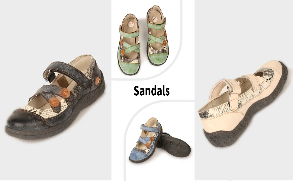 TMA EYES Flache Damenschuhe mit überkreuzten Riemen, Leder, bequeme Schuhe, modisches Design, Knopfdetail – Detail 5