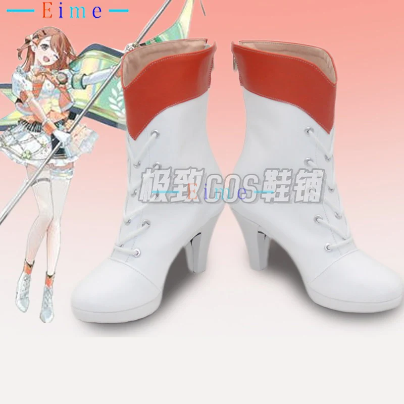 

Hanasato Minori Cosplay Shoes White high heels Halloween Carnival PU Leather Shoes Cosplay Prop Custom Made Big Size