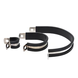304 Stainless Steel Hose Clamp R Type Rubber Fixed Clamp Wire Pipe Hoop Vibration Damping Pipe Clamp Rubber Lined P Clips