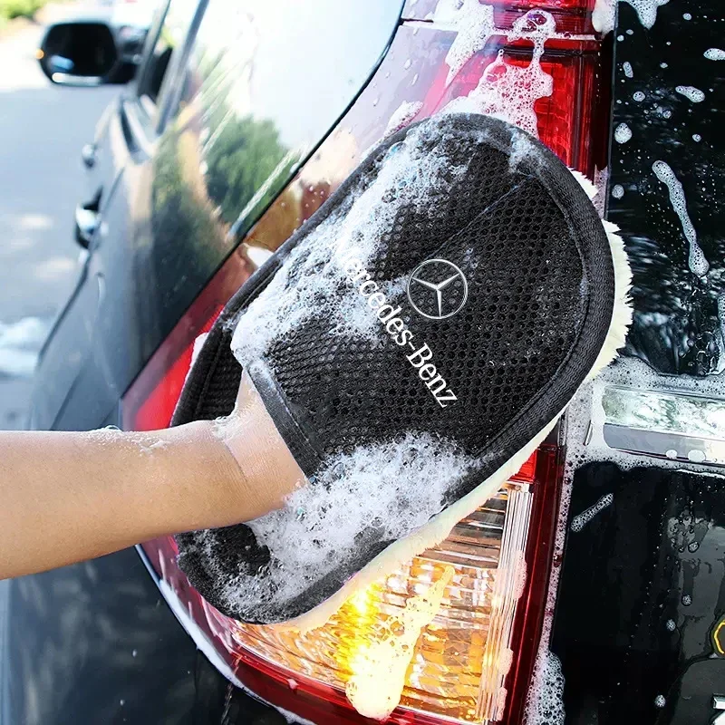 Hot Car Wash Glove Wool Soft Polish Cleaning Brush Tools For Mercedes Benz AMG W204 W205 W203 W211 W212 W213 W201 W210 W124