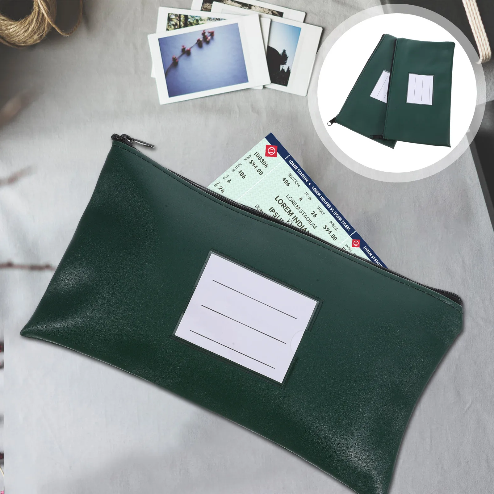 

2Pcs PU Document Bag Portable Foldable File Organizer for Office Students Business Safe Zipper Pouch for Passports