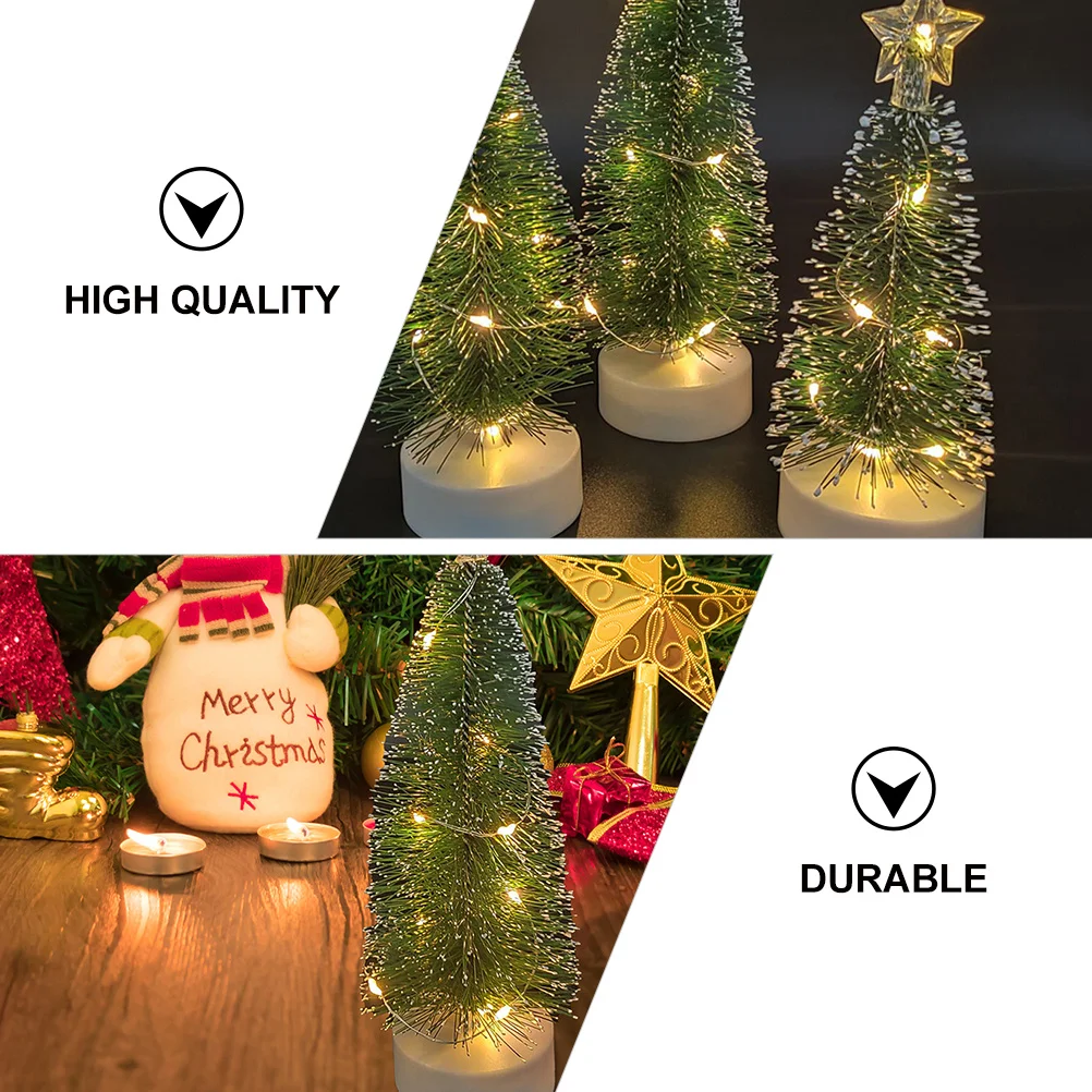 

3Pcs LED Mini Christmas Tree Decor Xmas Desktop Ornament Energy-Saving Reusable Party Decoration Xmas Home Festival Gift