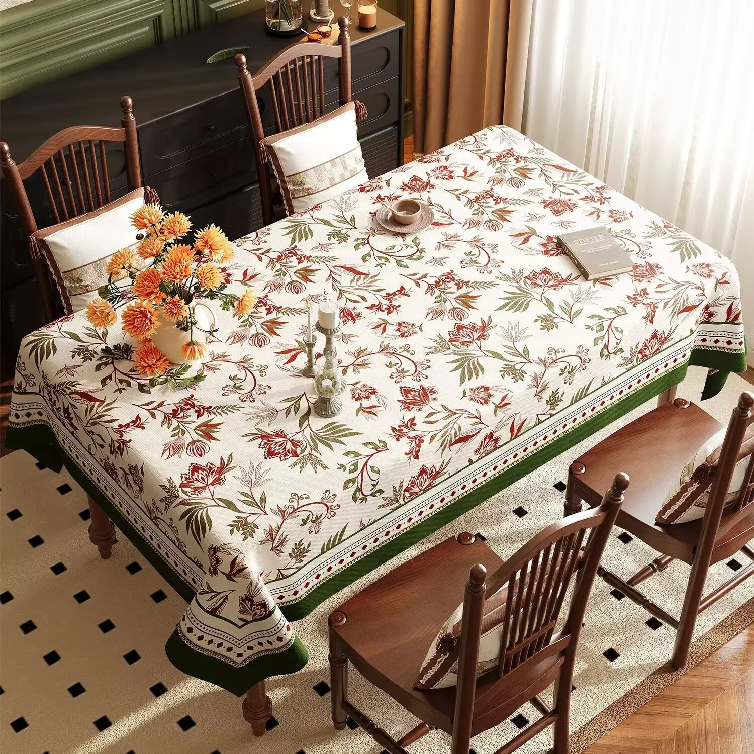 PVC Plastic Tablecloth Waterproof Oil Resistant Garden Desk, Dining Table and Table Cover Rectangular Coffee Table Mat