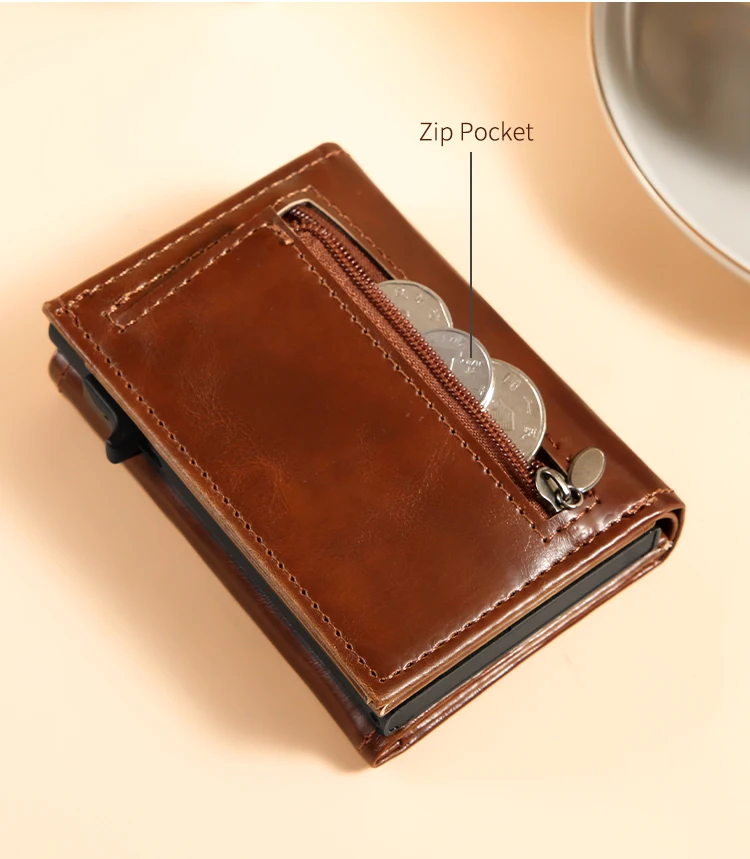 Herren Damen Dreifach-Geldbörse aus PU-Leder mit AirTag-Halterung, Pop-Up-Kartenetui, magnetisch, minimalistisch, retro, schlank, Kreditkartenetui – Detail 12