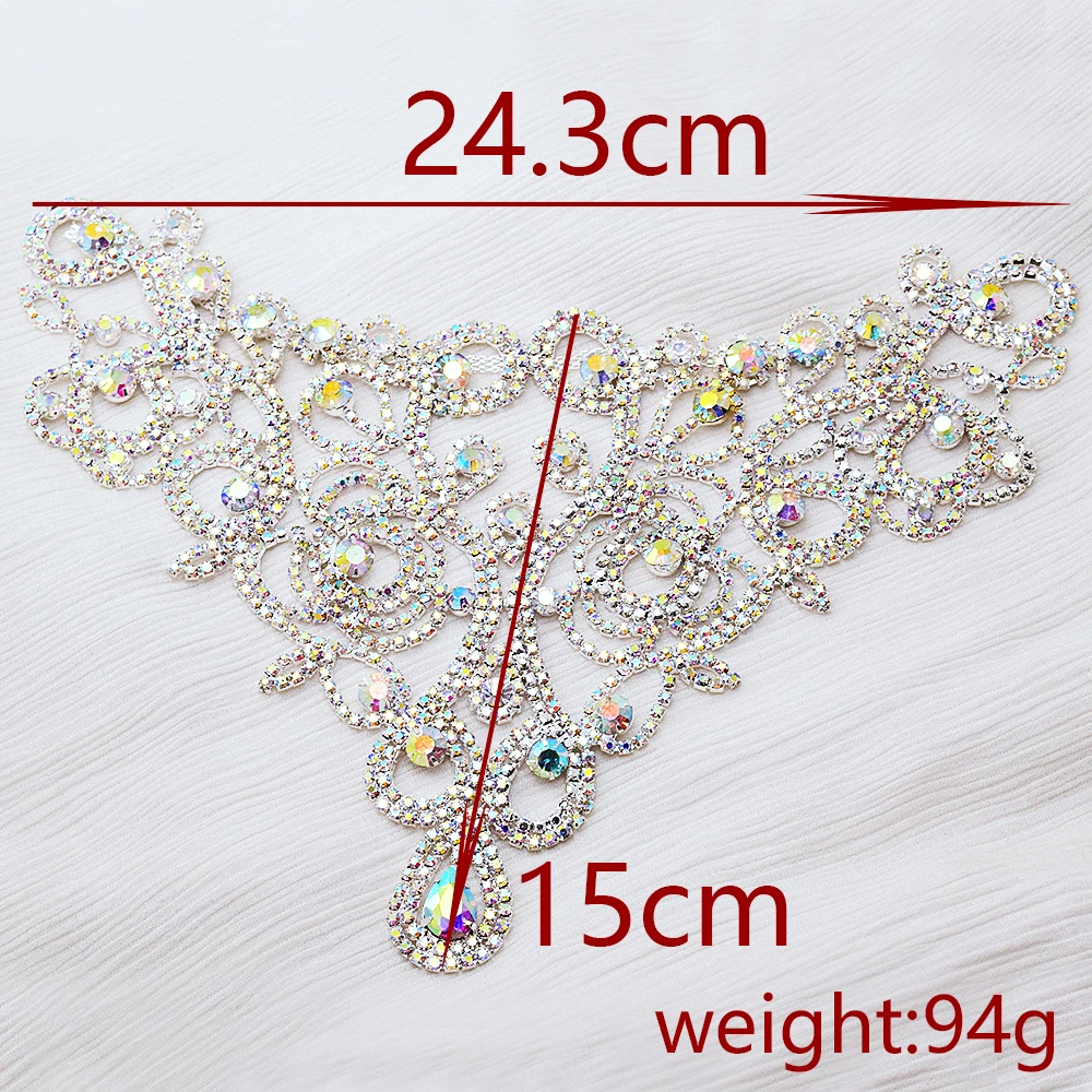 9.57*5.9 Inch AB Rhinestone Collar Crystal Sewn Necklace Accessories Neckline Wedding Glitter For Wedding Dress Group Accessorie