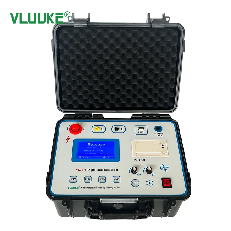 VLUUKE 20kV Intelligent Insulation Resistance Tester 0-5TΩ Digital Megohmmeter with Printer High Voltage Meter Anti-Interference