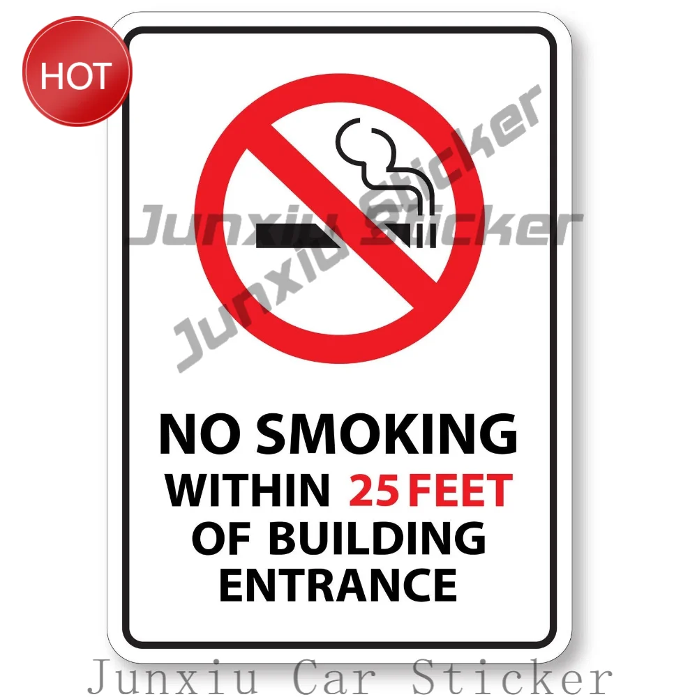 No Smoking 25 FT White Background Waterproof Outdoor PVC Sticker Warning Decal For Doors Notice Display Signage Supplies