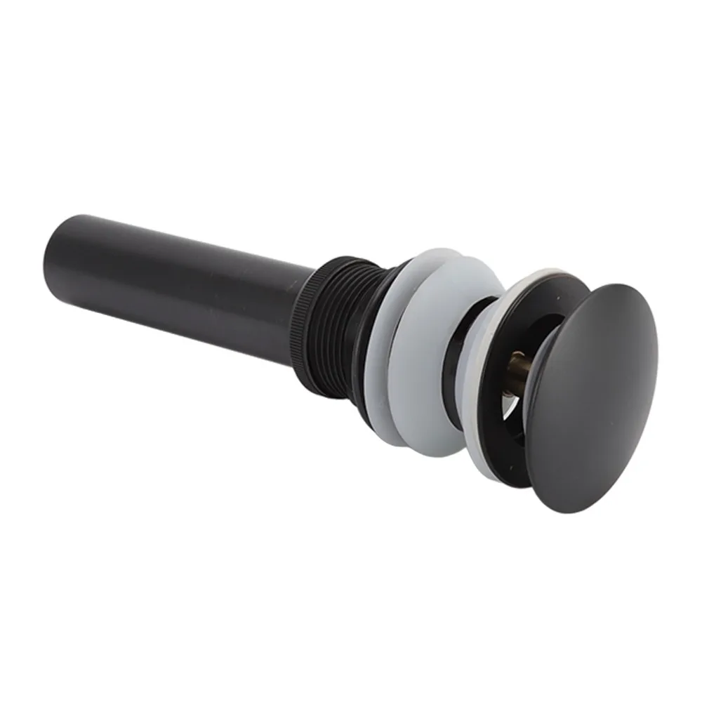 With Overflow Hole Drain Stopper Push Bounce Matte Black Basin Sink Drainer Push Button Mechanism Odor Resistant