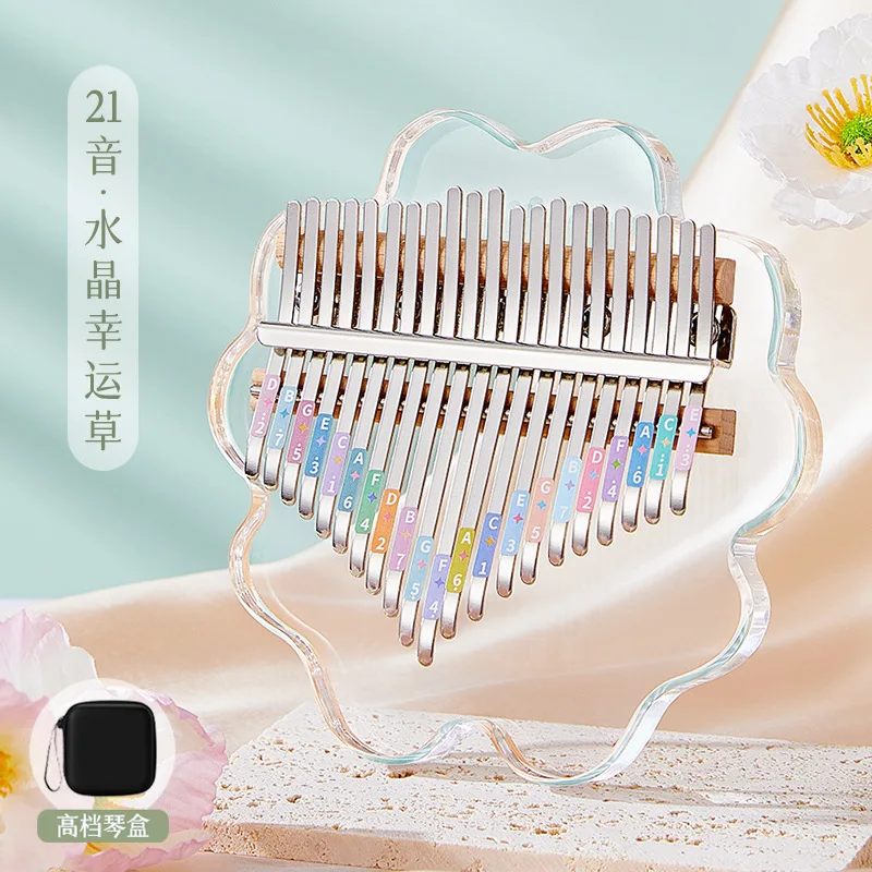 21 & 17 Keys Acrylic Kalimba, Crystal Clear Flatboard Thumb Piano Mbira with Carrying Case