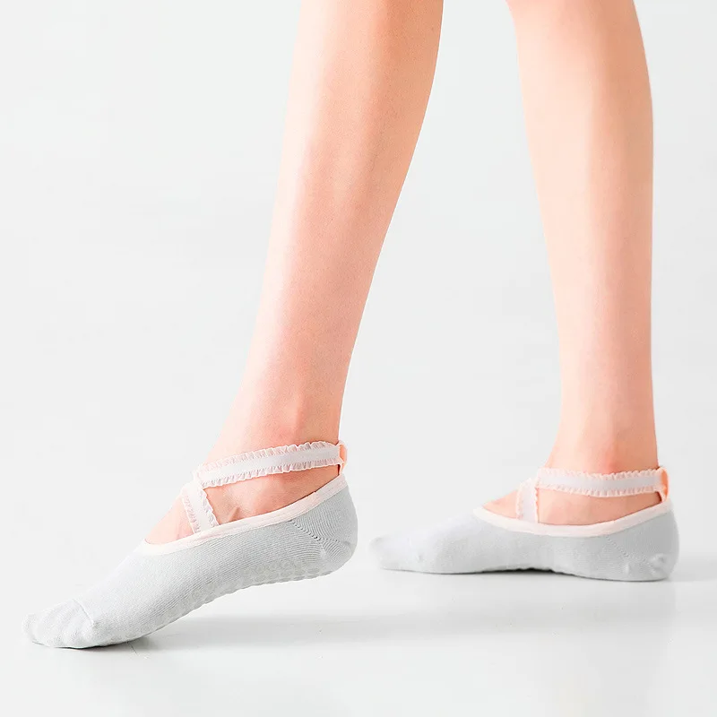 Pilates Socks Backless Breathable Bandage Lace Yoga Socks Professional Silicone Non-slip Cotton Indoor Workout Gym Sports Socks
