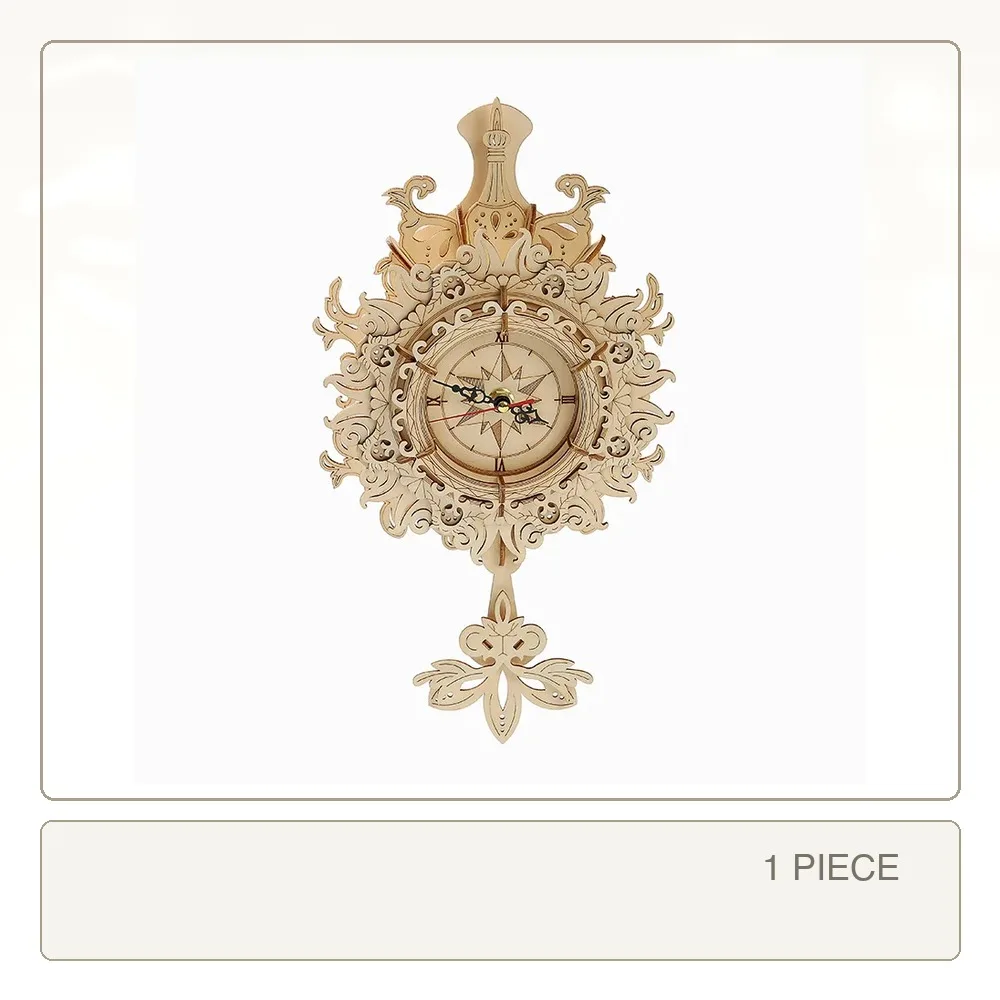 3d Wooden Model Retro Wall Clock Simulation Model Building Block Kits Assembly Toy Gift for Teens children Adults