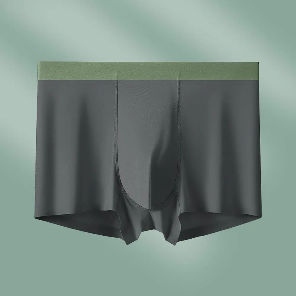 Block Waistband Men's Ice Silk Boxer Briefs Seamless Invisible Cut Breathable Quick Dry Soft Stretch Underpants