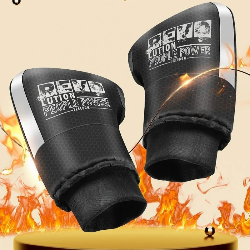 

Motorcycle Handlebar Cover 1 Pair Winter Thermal Gloves Waterproof Hand muffs Windproof Warm Handle Thickened Reflective Strips